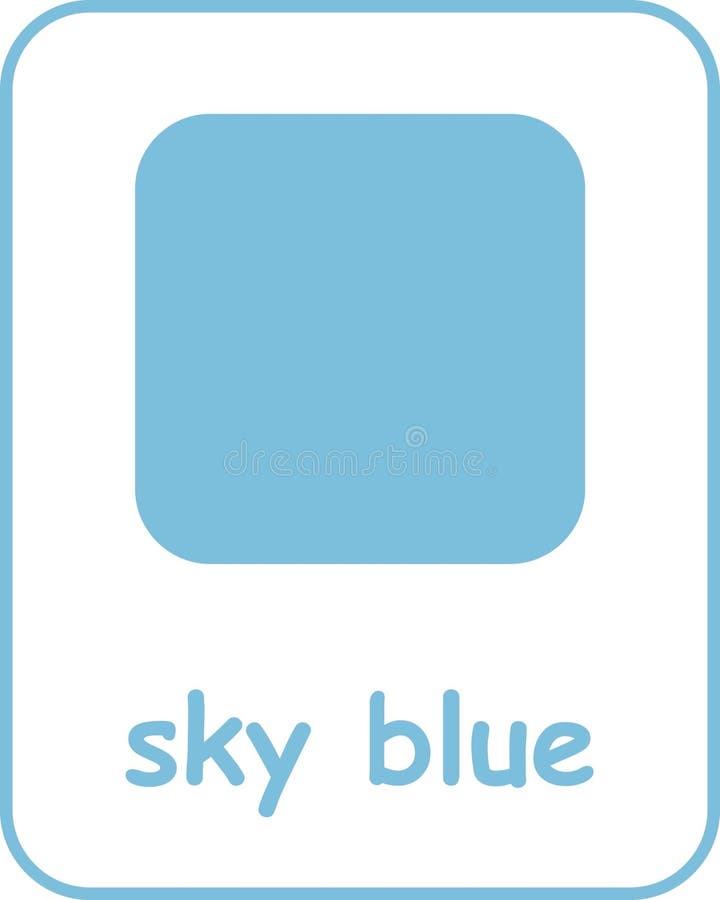 Sky Blue Color Flashcard for Kids stock illustration
