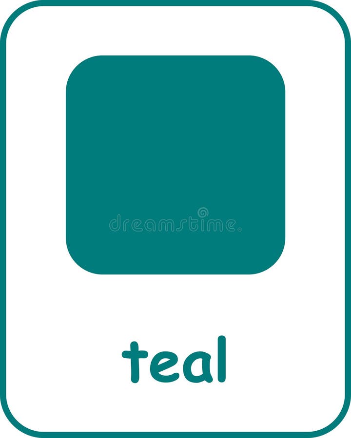 Teal Color Flashcard for Kids royalty free illustration