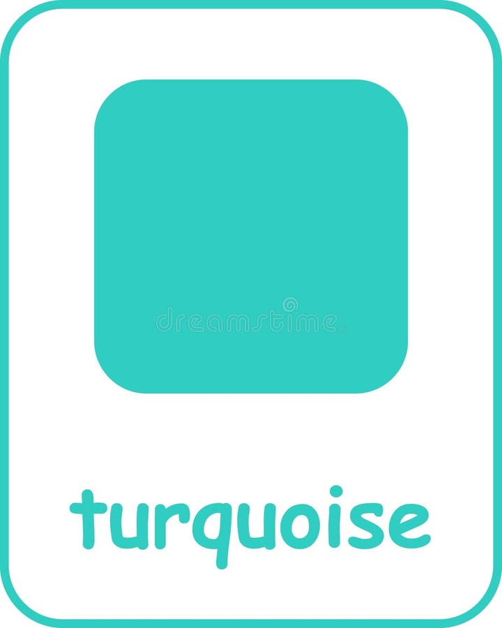 Turquoise Color Flashcard for Kids vector illustration