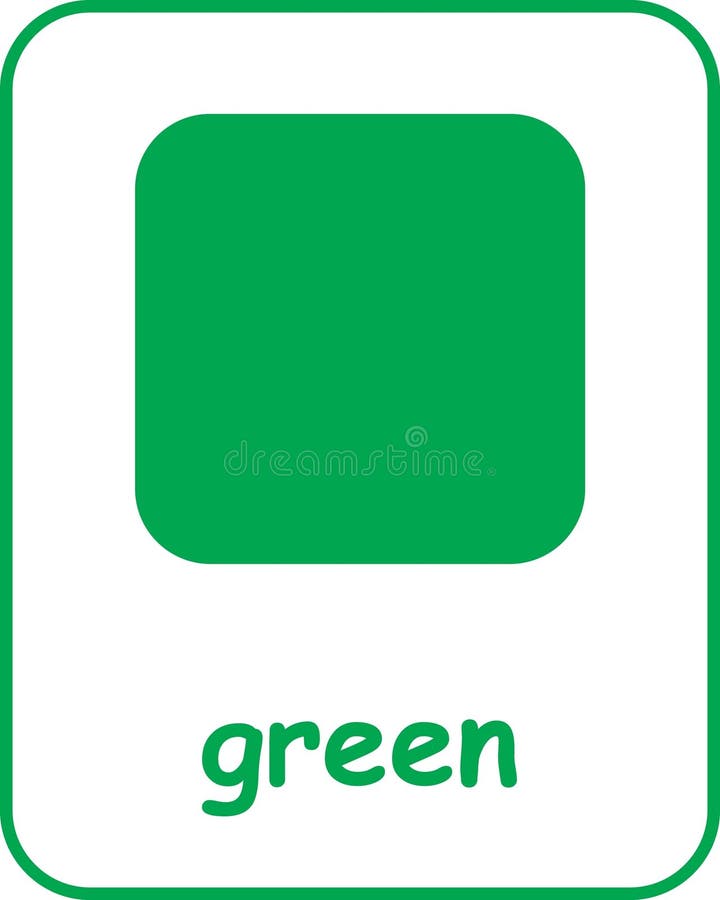 Green Color Flashcard for Kids vector illustration