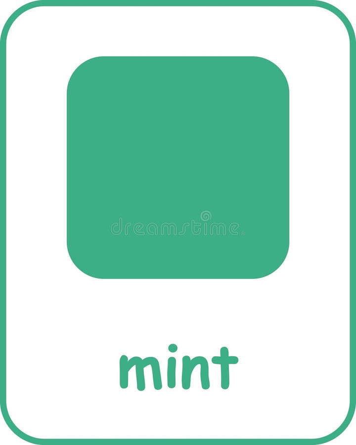 Mint Color Flashcard for Kids vector illustration