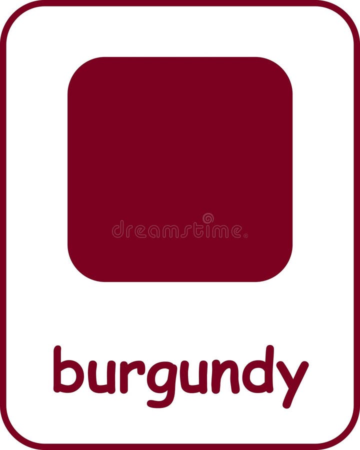 Burgundy Color Flashcard for Kids vector illustration