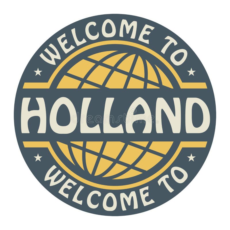Color stamp with text Welcome to Holland inside. 