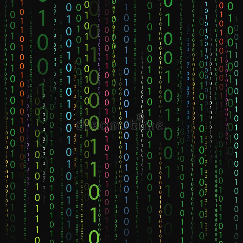 Color stream on binary code stock illustration