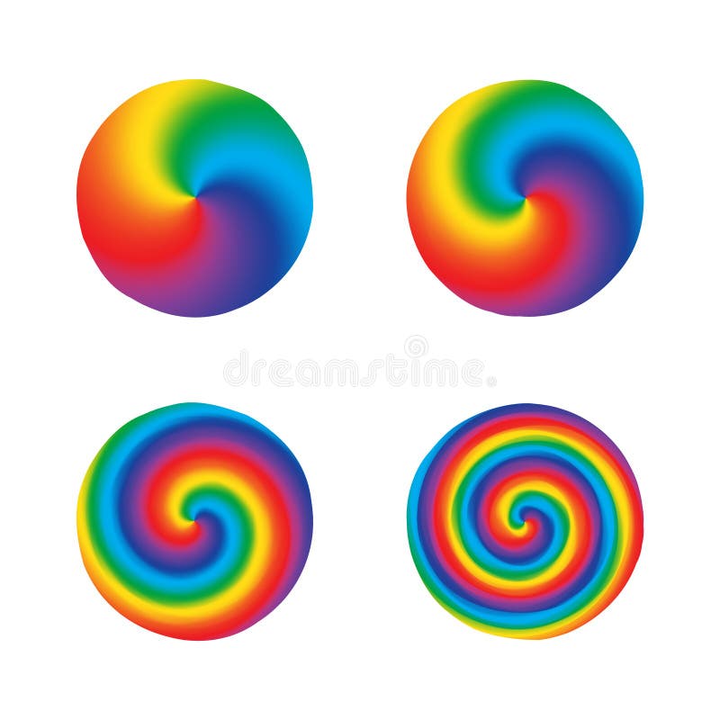 Color swirl twist radial rainbow round design element