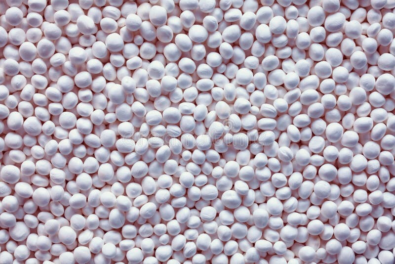 Small White Styrofoam Balls To Fill An Upholstered Chair Stock