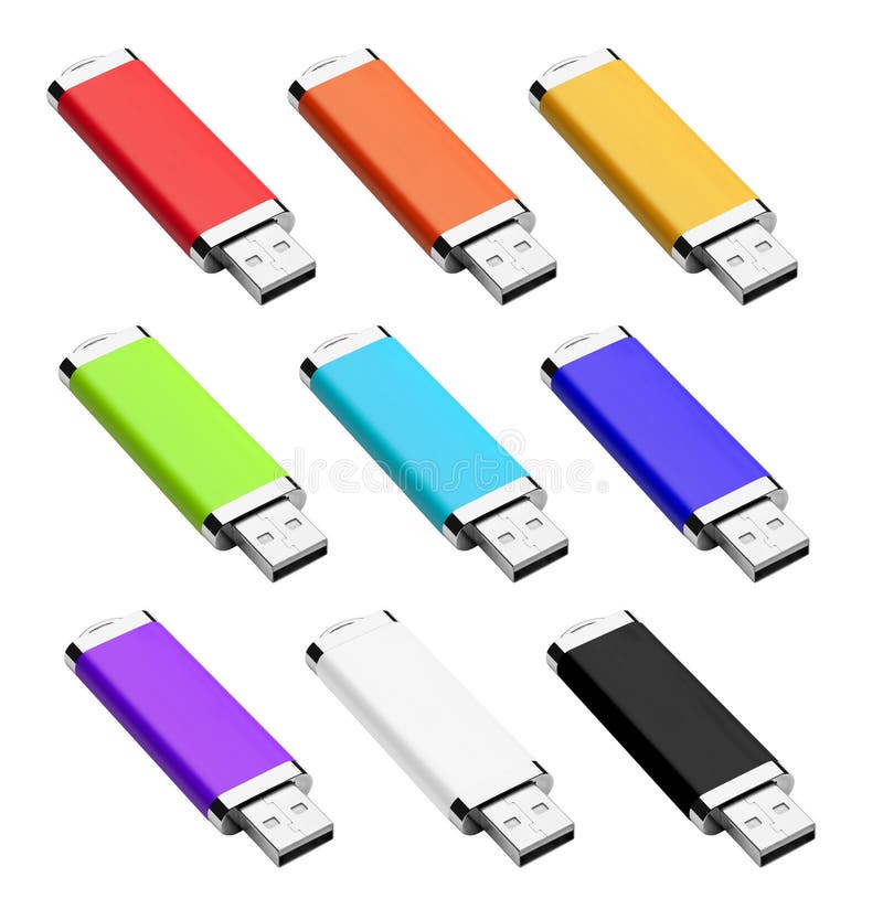 Color USB flash drive isolated on white