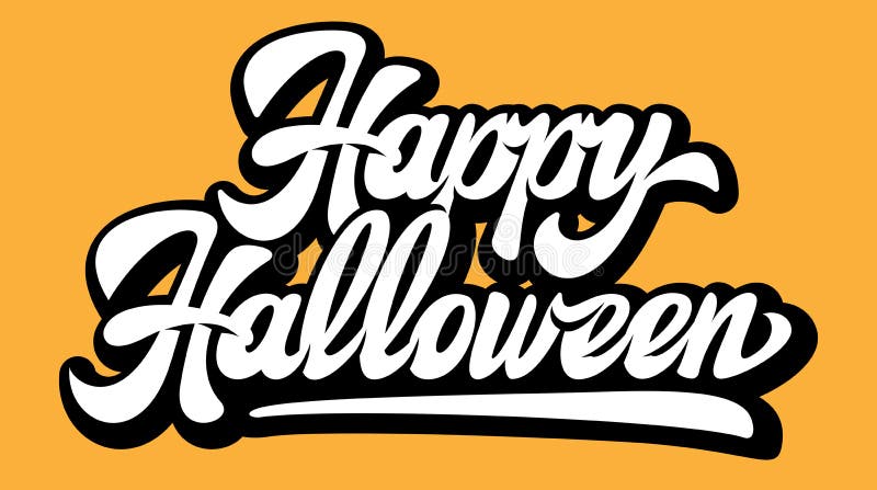 Color vector illustration with calligraphic inscription Happy Halloween