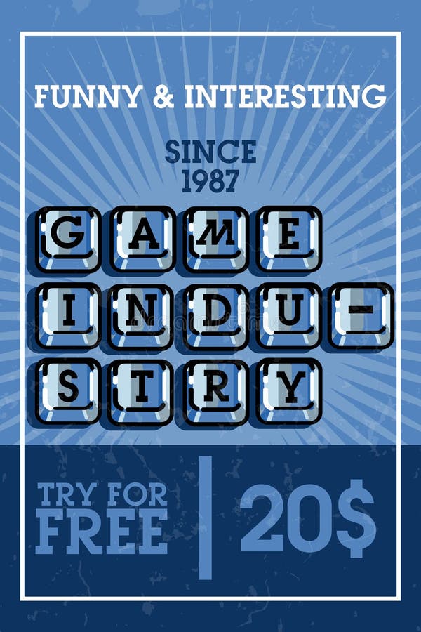 Color vintage game industry banner royalty free illustration