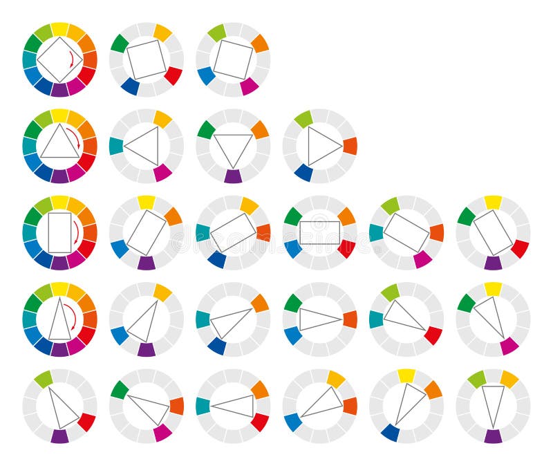 Color wheel and geometric forms combinations royalty free illustration Color wheel and geometric forms combinations royalty free illustration