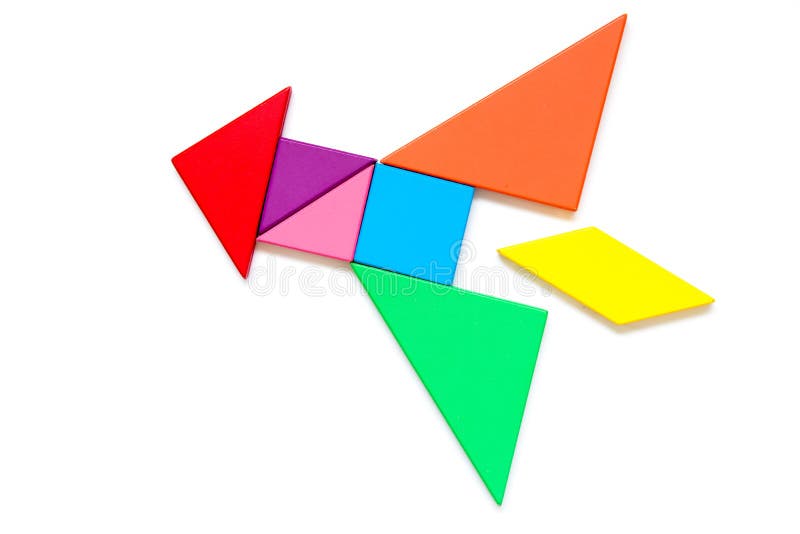Color tangram puzzle in rocket shape on white background royalty free stock images