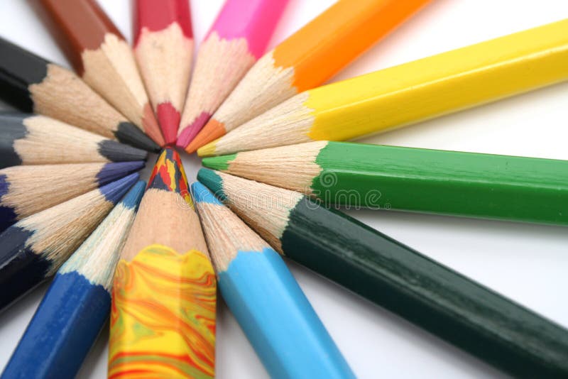 Color wooden pencils around of the multi-colour brother