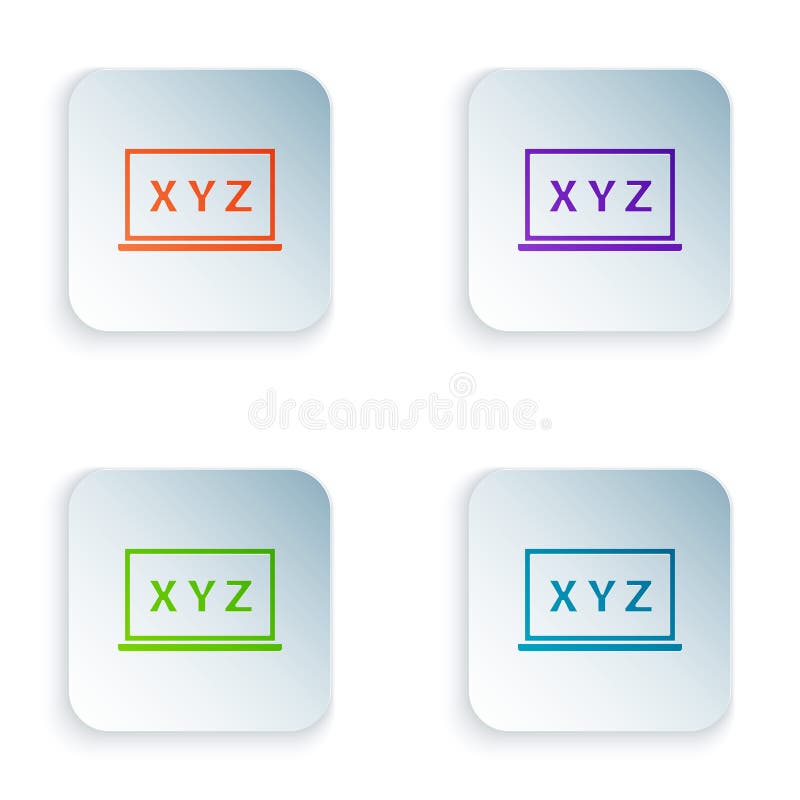 Color XYZ Coordinate system on chalkboard icon isolated on white background. XYZ axis for graph statistics display. Set