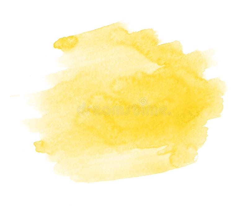 Yellow Watercolor Stain of a Paint of the Beautiful Form on a White Paper  Texture. Background for Stock Photo - Image of creativity, decoration:  117952606