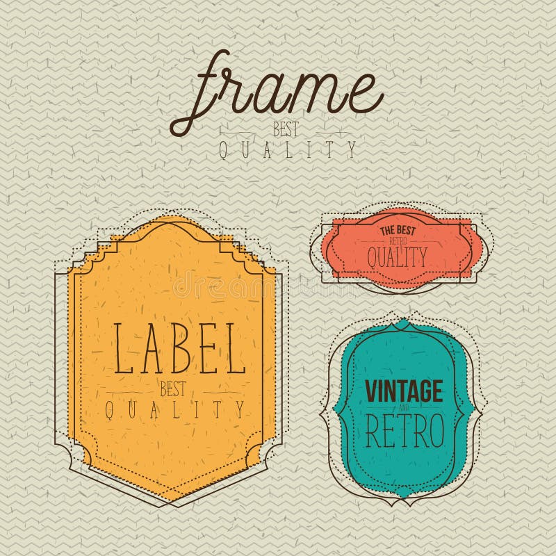 Color zigzag lines background with decorative frame and label set vintage and the best retro quality text royalty free illustration Color zigzag lines background with decorative frame and label set vintage and the best retro quality text royalty free illustration