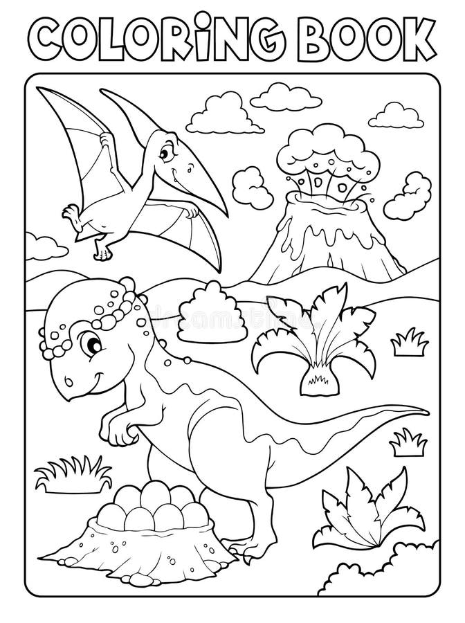 Desenho Composição Dinossauro Livro Colorir Eps10 Ilustração