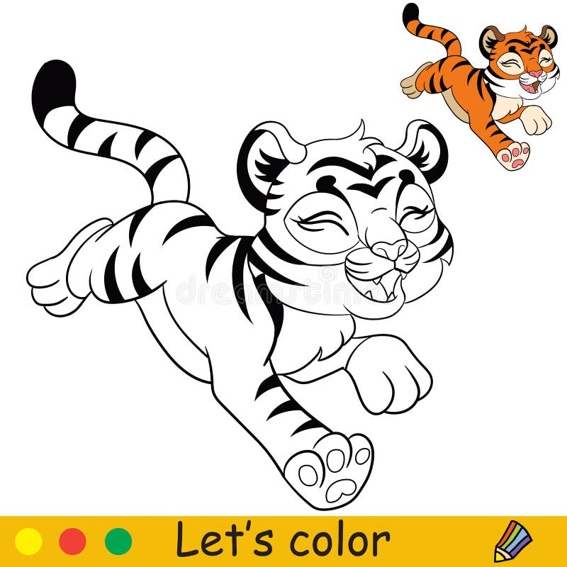 Colorir O Jogo De Páginas Do Tigre Do Livro Imagens Coloridas E