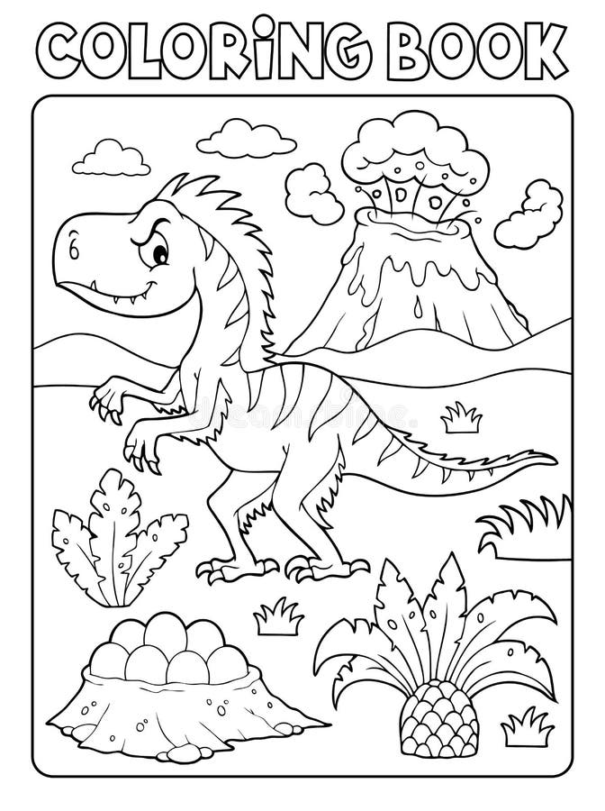 desenho de dinossauro fofo na floresta para colorir 12804575 Vetor