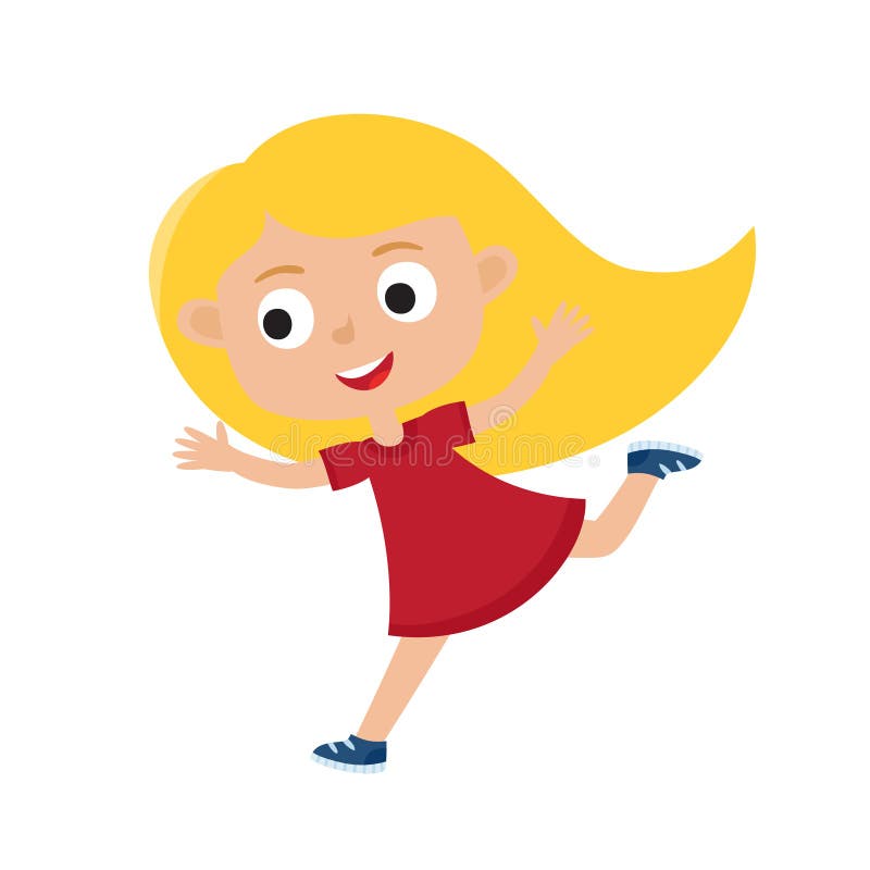 Colora a ilustração do vetor de menina running isolada no fundo branco ilustração stock Colora a ilustração do vetor de menina running isolada no fundo branco ilustração stock