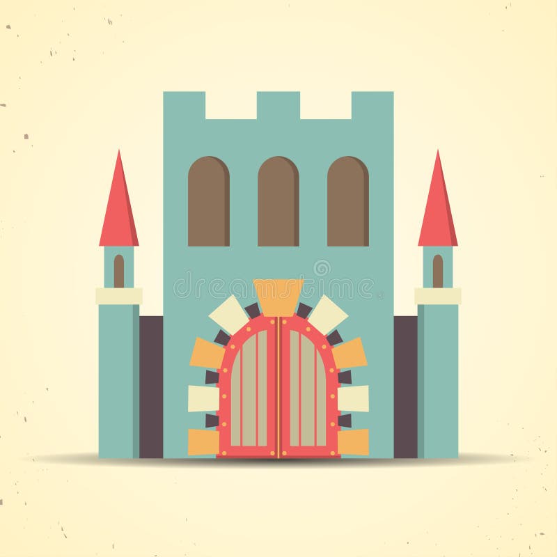 Ícone plano e colorido de castelo para web e mobile ilustração do vetor