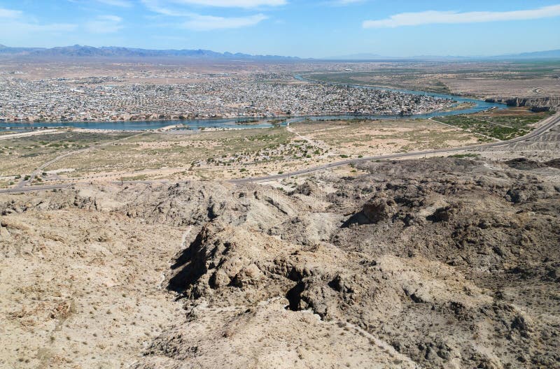 The Colorado River, Bullhead City, Arizona, aerial view royalty free stock photos