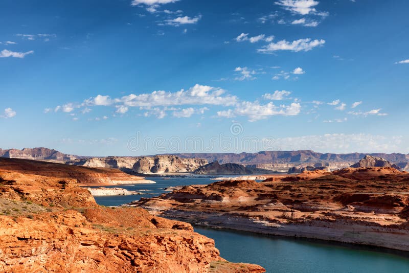 Colorado river with Lake Powell in Arizona during summer season. Lake Powell on the Colorado river near glen dam in Arizona stock photos Colorado river with Lake Powell in Arizona during summer season. Lake Powell on the Colorado river near glen dam in Arizona stock photos
