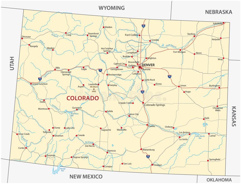 Colorado road map stock vector. Illustration of highways - 78095663