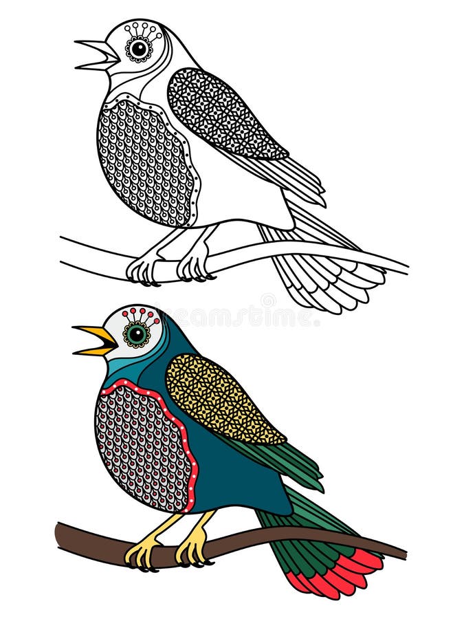 Colorante del pájaro Garabatee los pájaros del canto aislados en el fondo blanco - colorante antiesfuerzo con la muestra stock de ilustración Colorante del pájaro Garabatee los pájaros del canto aislados en el fondo blanco - colorante antiesfuerzo con la muestra stock de ilustración