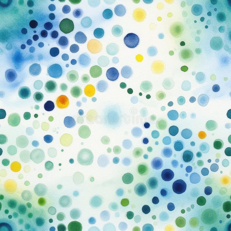 Colorat abstract acuarelă pictura cu albastru și verde modele circulare. stock photography