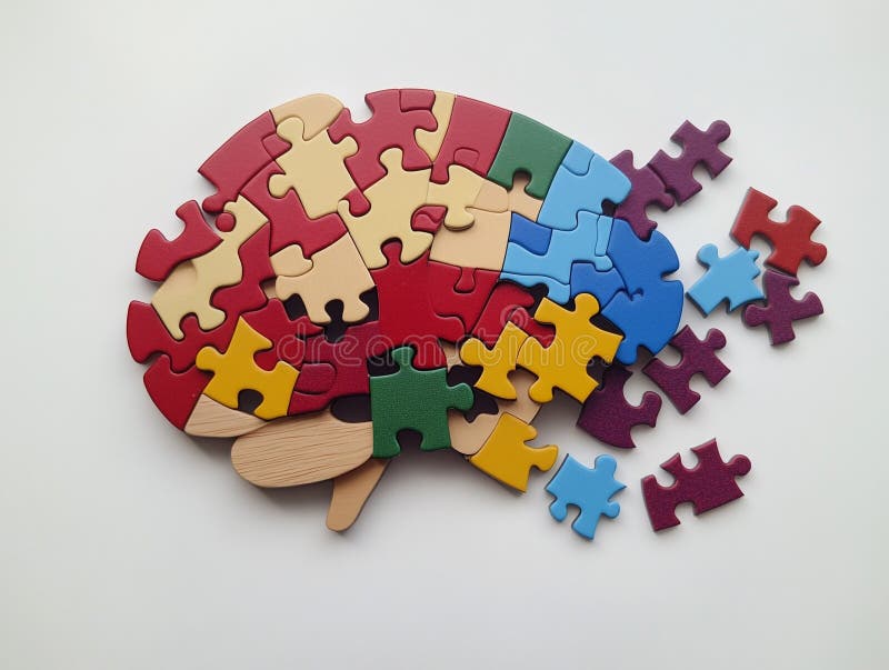 Colorat Jigsaw Puzzle Probleme de creier Rezolvarea Conceptului de cunoaștere a sănătății mintale royalty free stock image