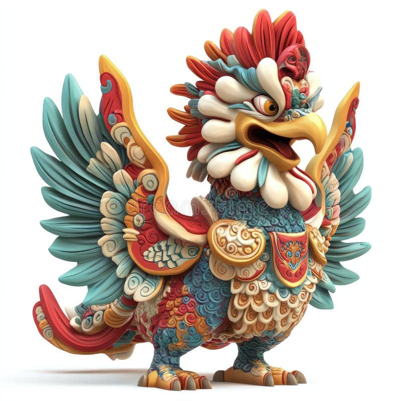 Colorat mitice Bird Statuie Ornate Aripi Creatura stock illustration