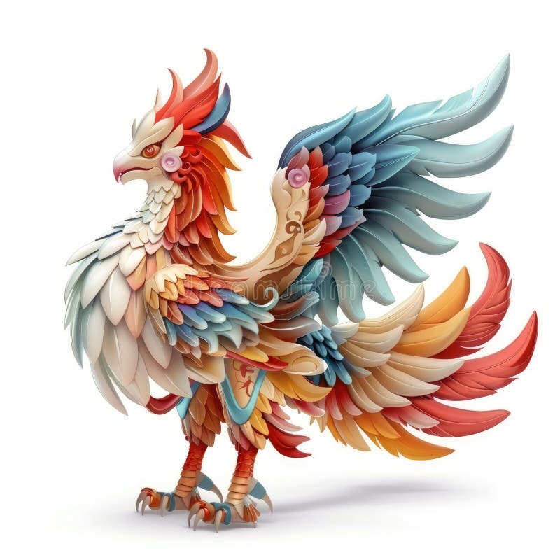 Colorat mitice pasăre Ornate Aripi și Pene vector illustration