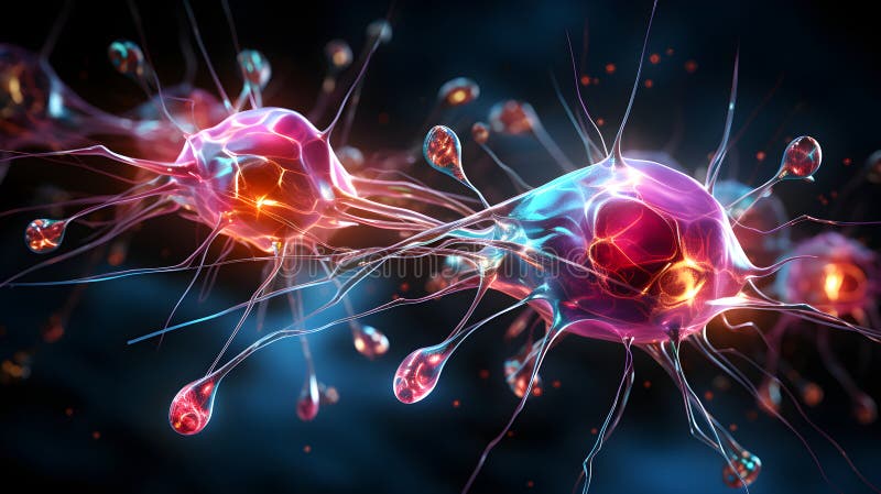 Colorate illustrazioni 3d su uno sfondo nero di nervi umani possono essere espresse sia scientificamente che tecnologicamente illustrazione vettoriale