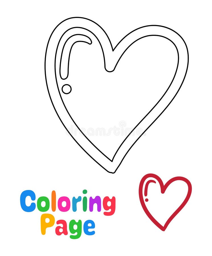 Página para colorir com um Coração para crianças ilustração stock