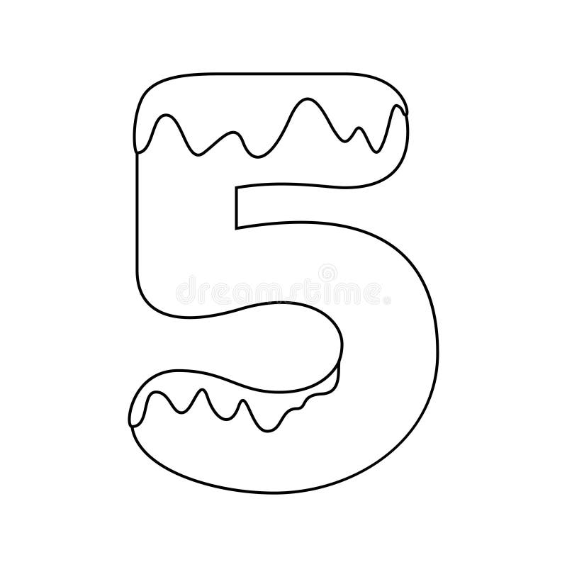 Coloração de página com número 5 para crianças ilustração do vetor