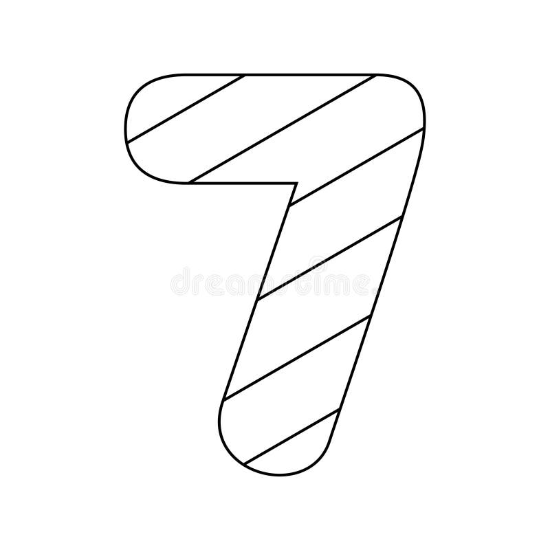Página para colorir com o número 7 para crianças ilustração do vetor