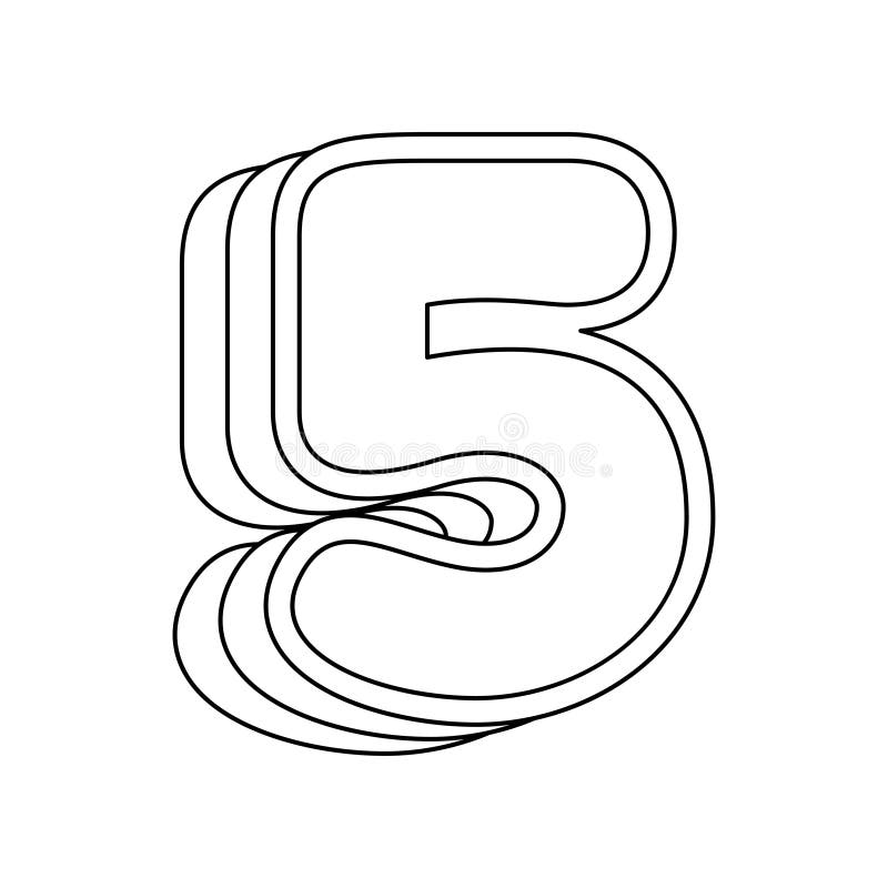 Página para colorir com o Número 5 para crianças ilustração do vetor