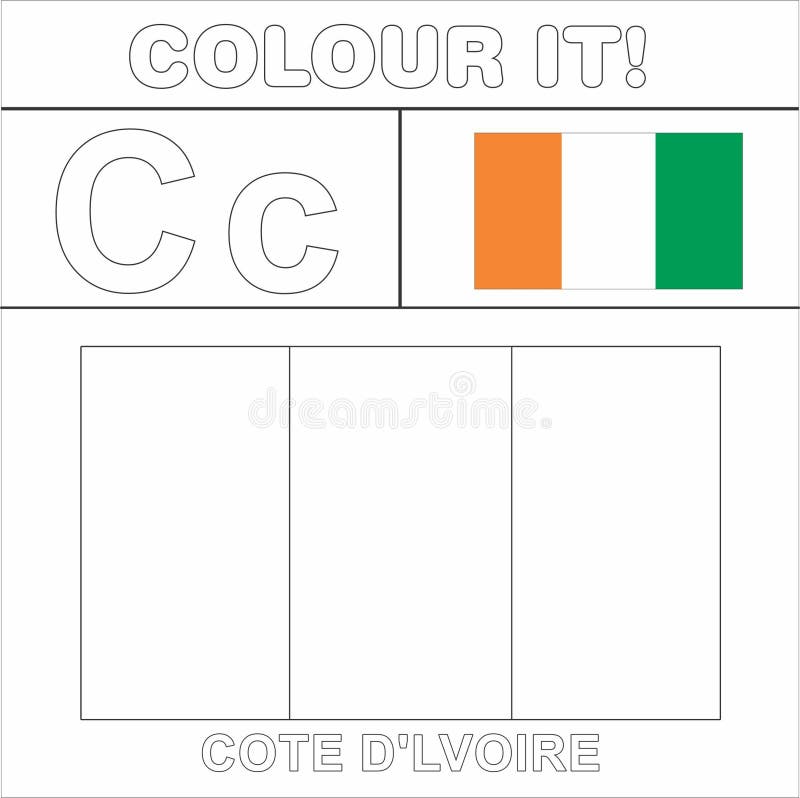 Colore Bambini Paese Pagina A Colori A Partire Dalla Lettera Inglese C Cote D Alvoire Contrassegno Colore Illustrazione Di Stock Illustrazione Di Come Colore