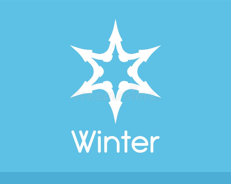 Colore bianco di simbolo del fiocco di neve di inverno isolato sul blu Logo di vettore della stella del gelo della gelata illustrazione di stock Colore bianco di simbolo del fiocco di neve di inverno isolato sul blu Logo di vettore della stella del gelo della gelata illustrazione di stock