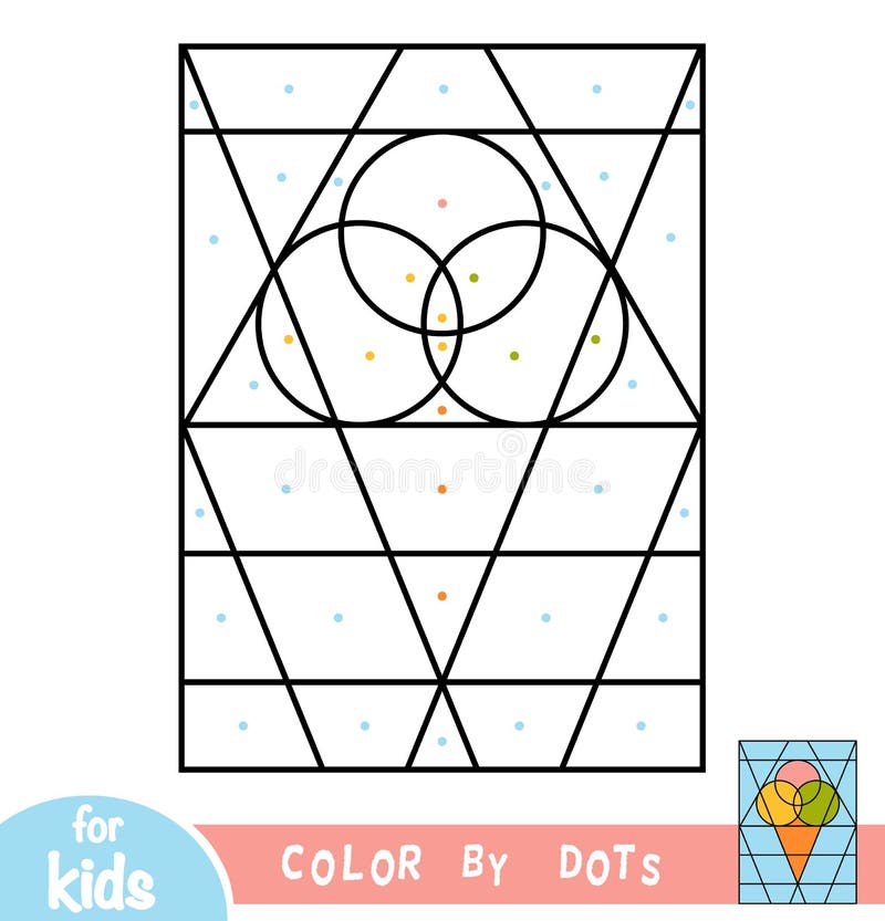 Colore dai punti, gioco per i bambini, gelato illustrazione di stock Colore dai punti, gioco per i bambini, gelato illustrazione di stock
