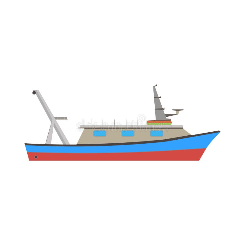 Colore di corallo del blu del mangime per pesci dell'illustrazione della nave del mare di vettore di pesca della barca di pesca p royalty illustrazione gratis Colore di corallo del blu del mangime per pesci dell'illustrazione della nave del mare di vettore di pesca della barca di pesca p royalty illustrazione gratis