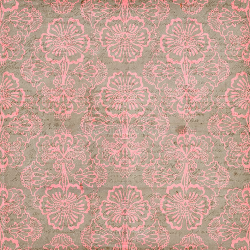 Pink and brown antique shabby chic grungy vintage flower pattern background with text. Pink and brown antique shabby chic grungy vintage flower pattern background with text