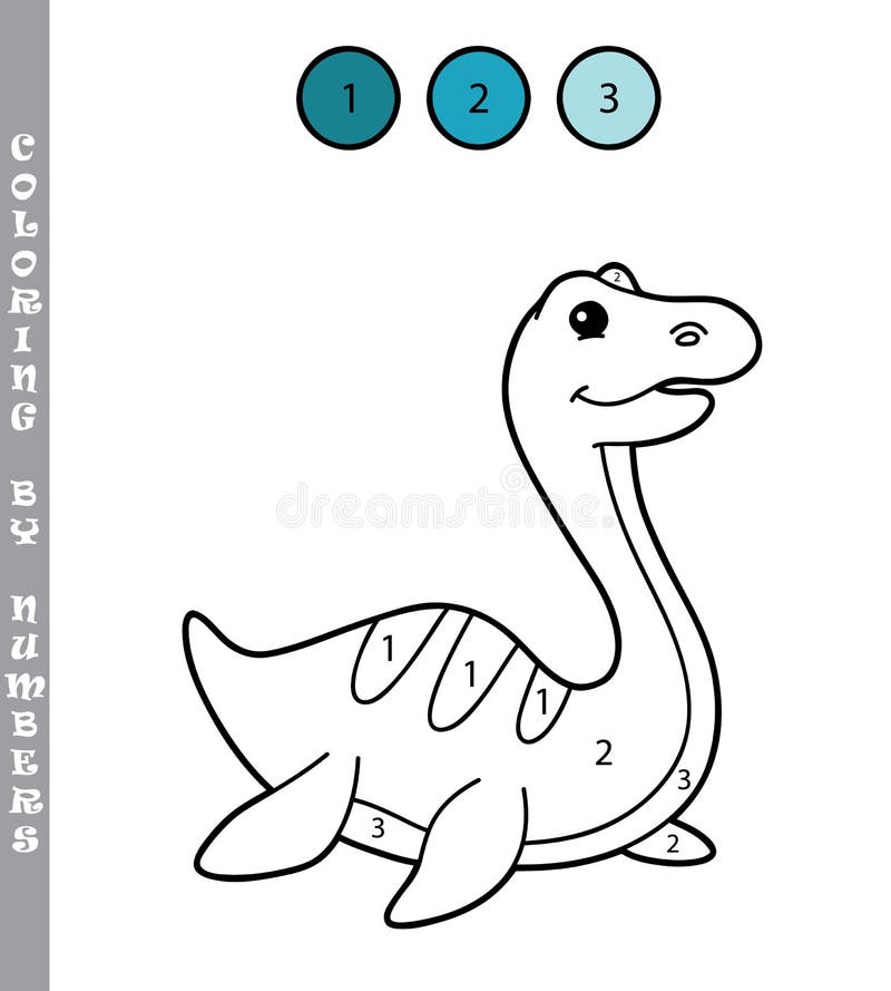 Colorear Por Número Con Elasmosaurus Ilustración del Vector - Ilustración  de bebé, mano: 220267363