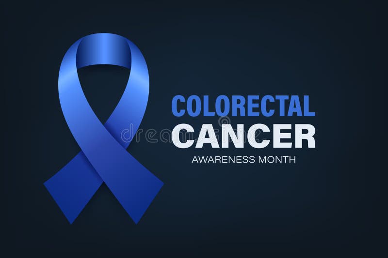 Image of dark blue colon cancer ribbon on white background from