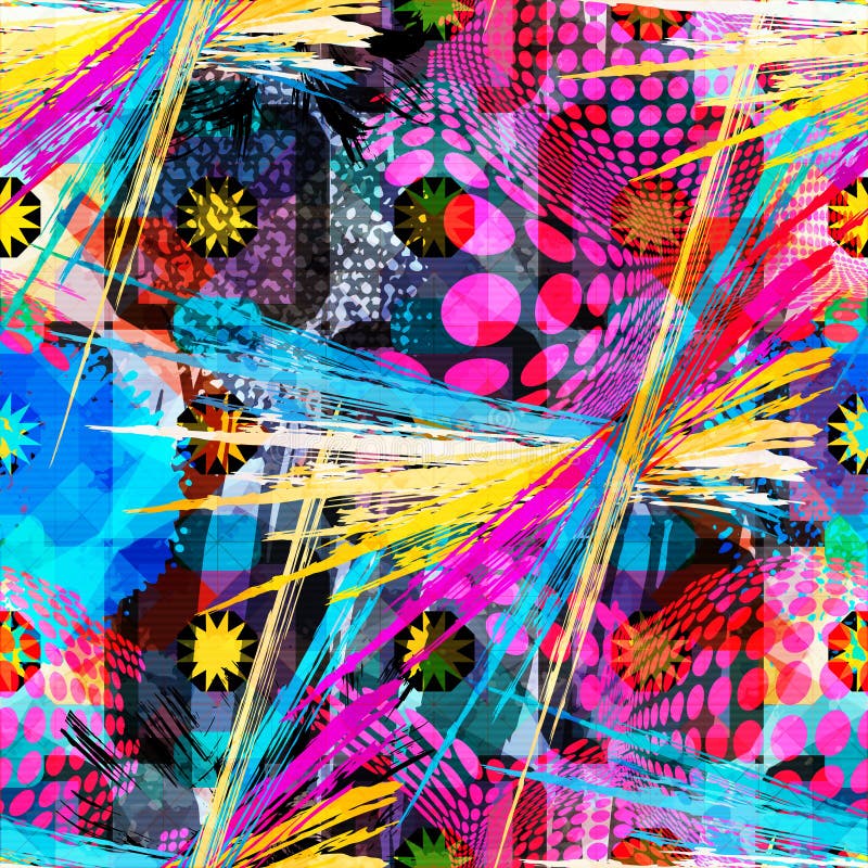 Colored abstract seamless pattern in graffiti style. Quality vector illustration for your design vector illustration