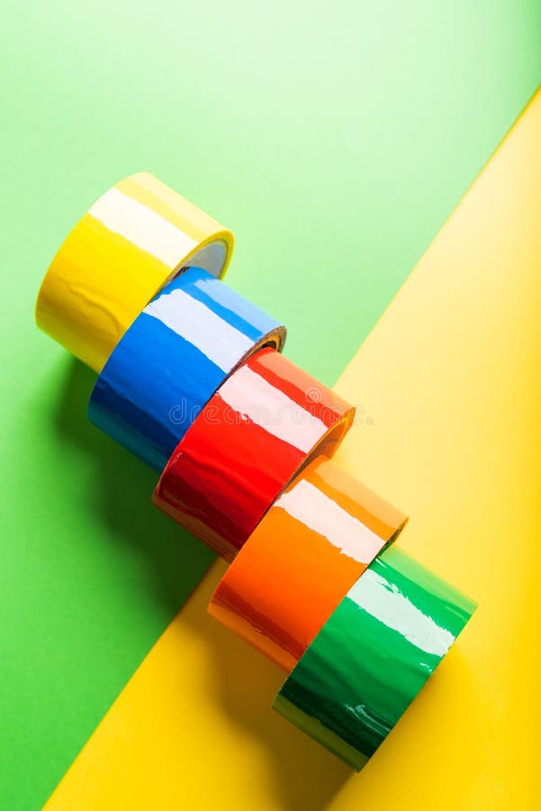 Colored Adhesive Tape on a Colored Background Stock Photo Image of scotch, duct 158579474