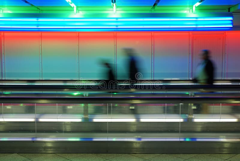 Colored airport walkway