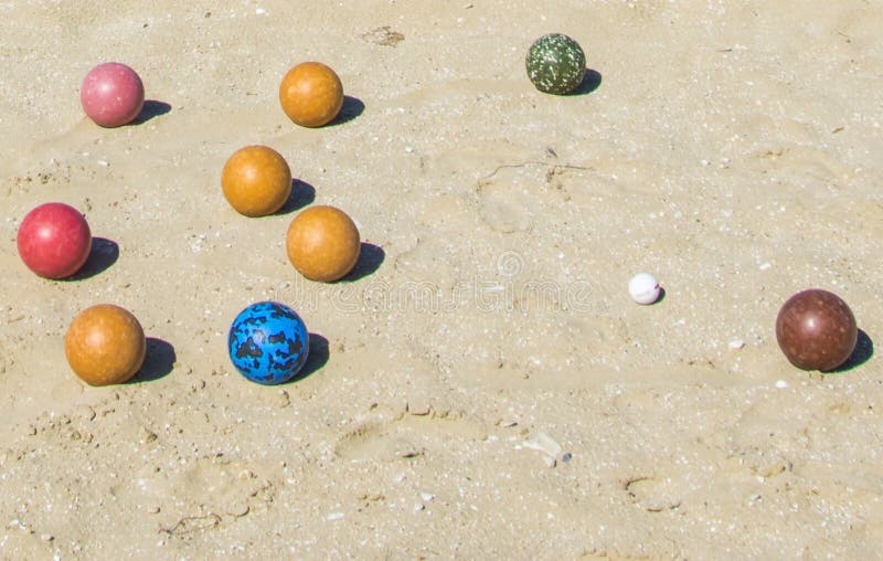 Colored Balls for Bowling on Sand Stock Image Image of sand, shoot