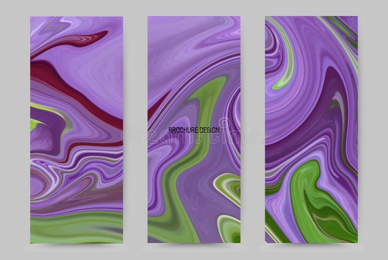 Colored Banners Set, Three Bright Banners with Wavy Blue and Green