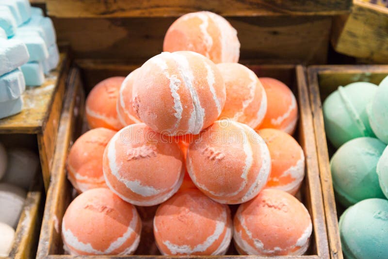 Colored Bath Bombs on a Store Counter. Stock Image Image of interior, colorful 177174851